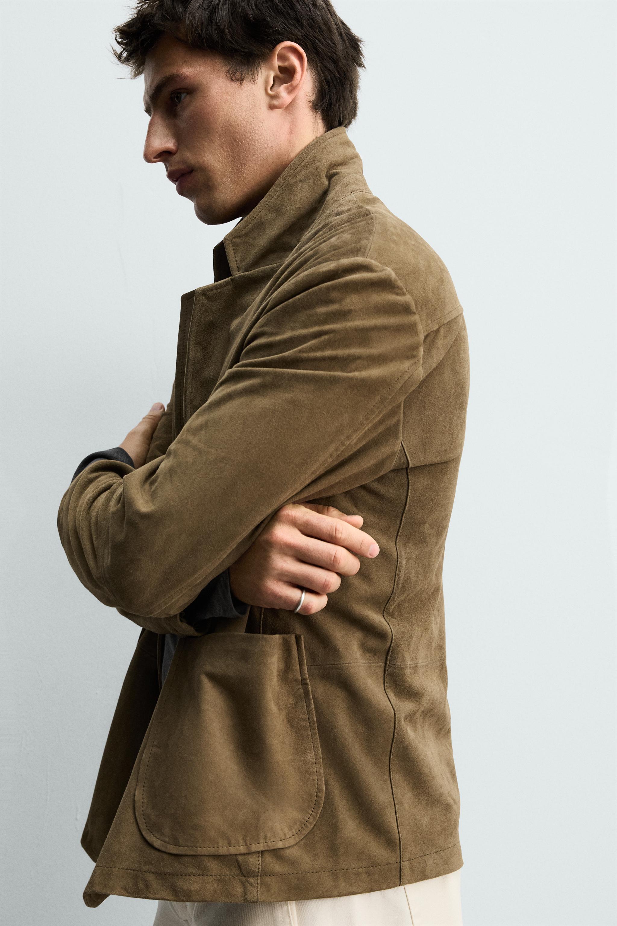 RELAXED FIT SUEDE LEATHER BLAZER